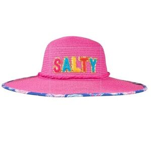 Simply Southern NWT O/S Preppy Bucket Straw Hat "Salty" Pink Beach